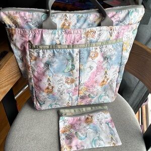 Lesportsac mermaid set Large everygirl tote and pouch